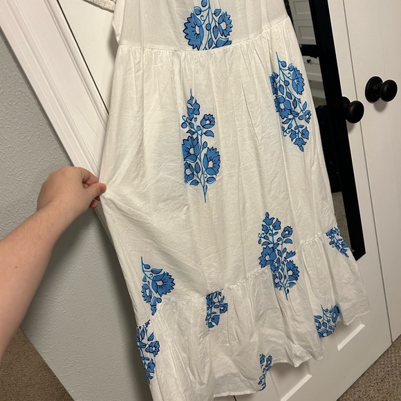 J. Crew Floral White Tiered Puff Sleeve Midi Dress - Size 4 - Picture 5 of 7